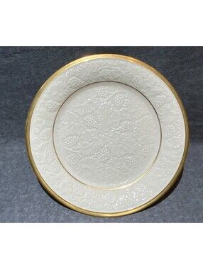 Vintage Lenox 24k Gold Rimmed Embossed Grapevine Porcelain 13”W Serving Platter